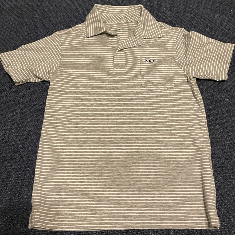 Vineyard Vines Grey and White Striped Polo for boys